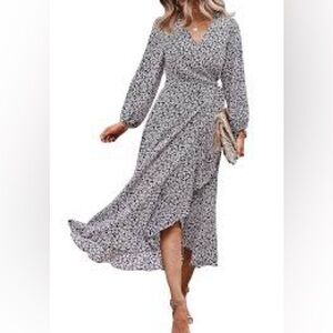 ❄️ Pretty Garden Long Sleeve Floral Faux Wrap Dress SZ XL NWT